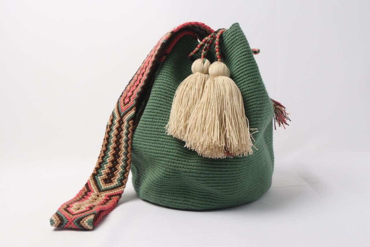 Green Unicolor Mochila Bag With Macrame Strap - Etsy