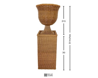 30in Pedestal & Urn Handwoven rattan/Wicker Home decoration