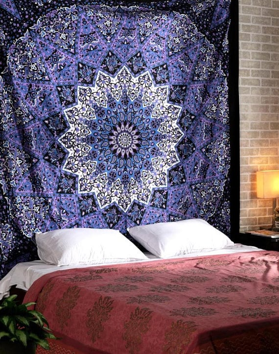 King Wall Hanging Indian Mandala Tapestry Ombre Hippie Bedspread Beach Blanket