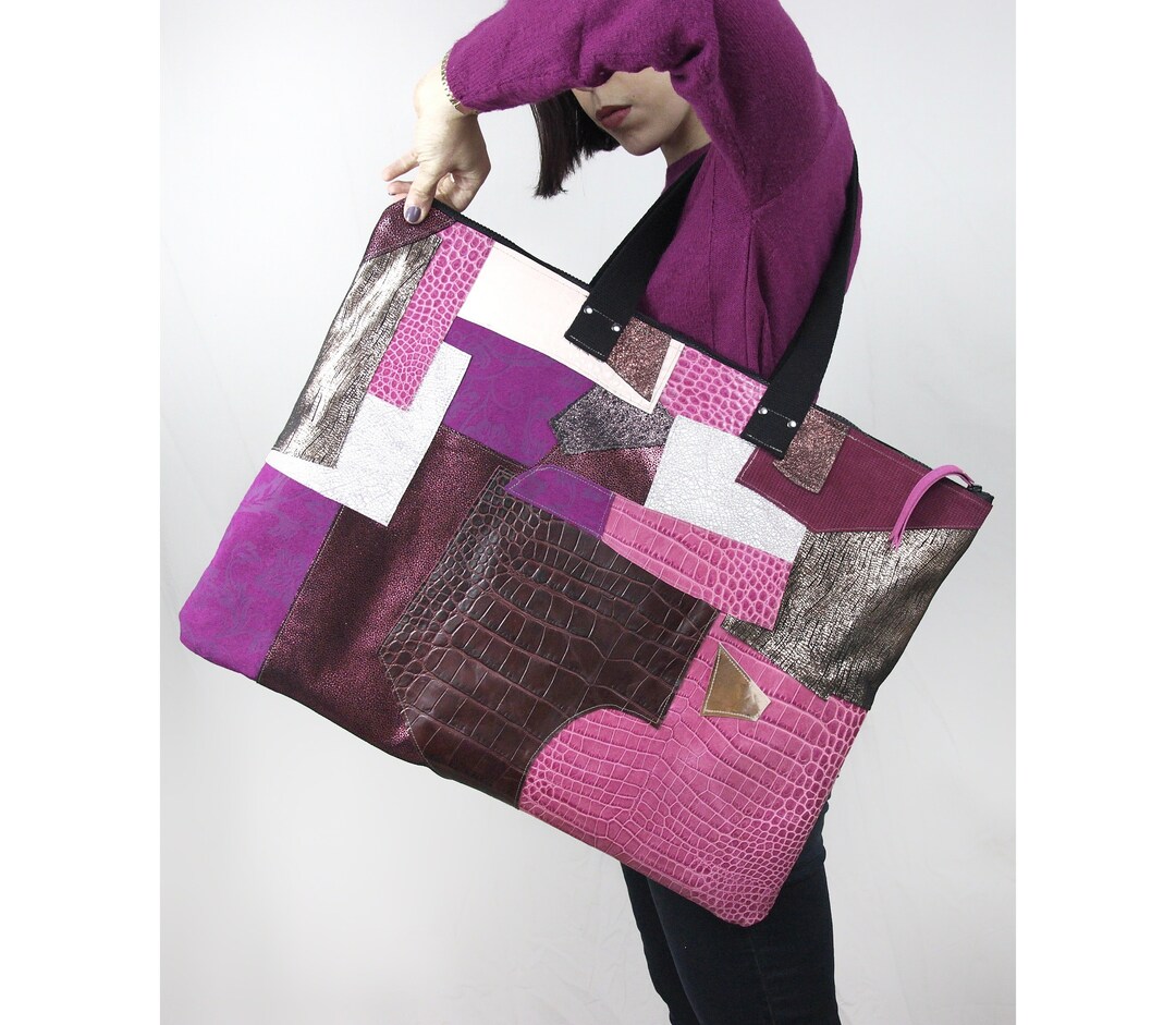 Tote Bag in Recycled Leather Handmade Leather Bag Weekend Etsy