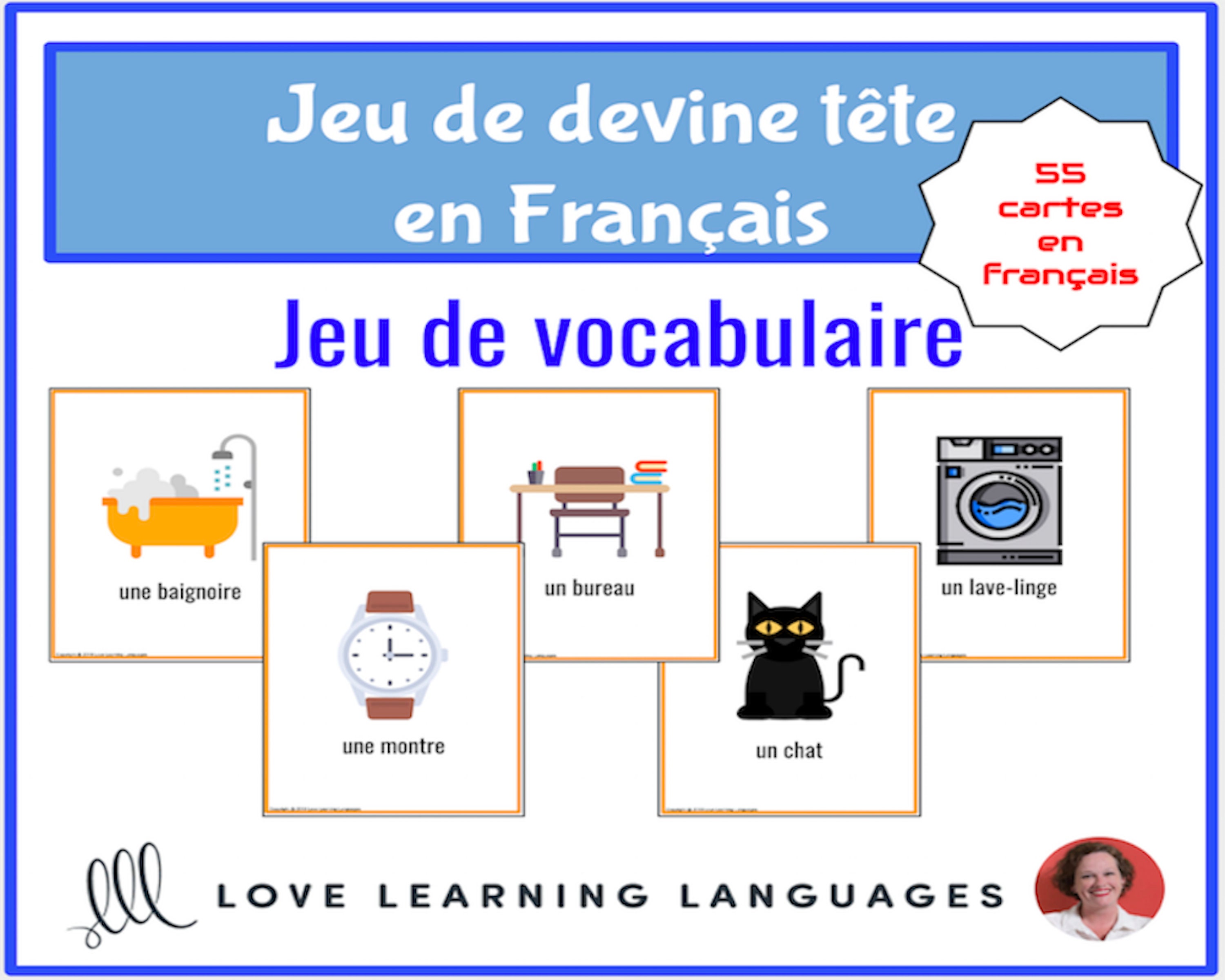 Devine Tête French Forehead Guessing Vocabulary Game Homeschool 