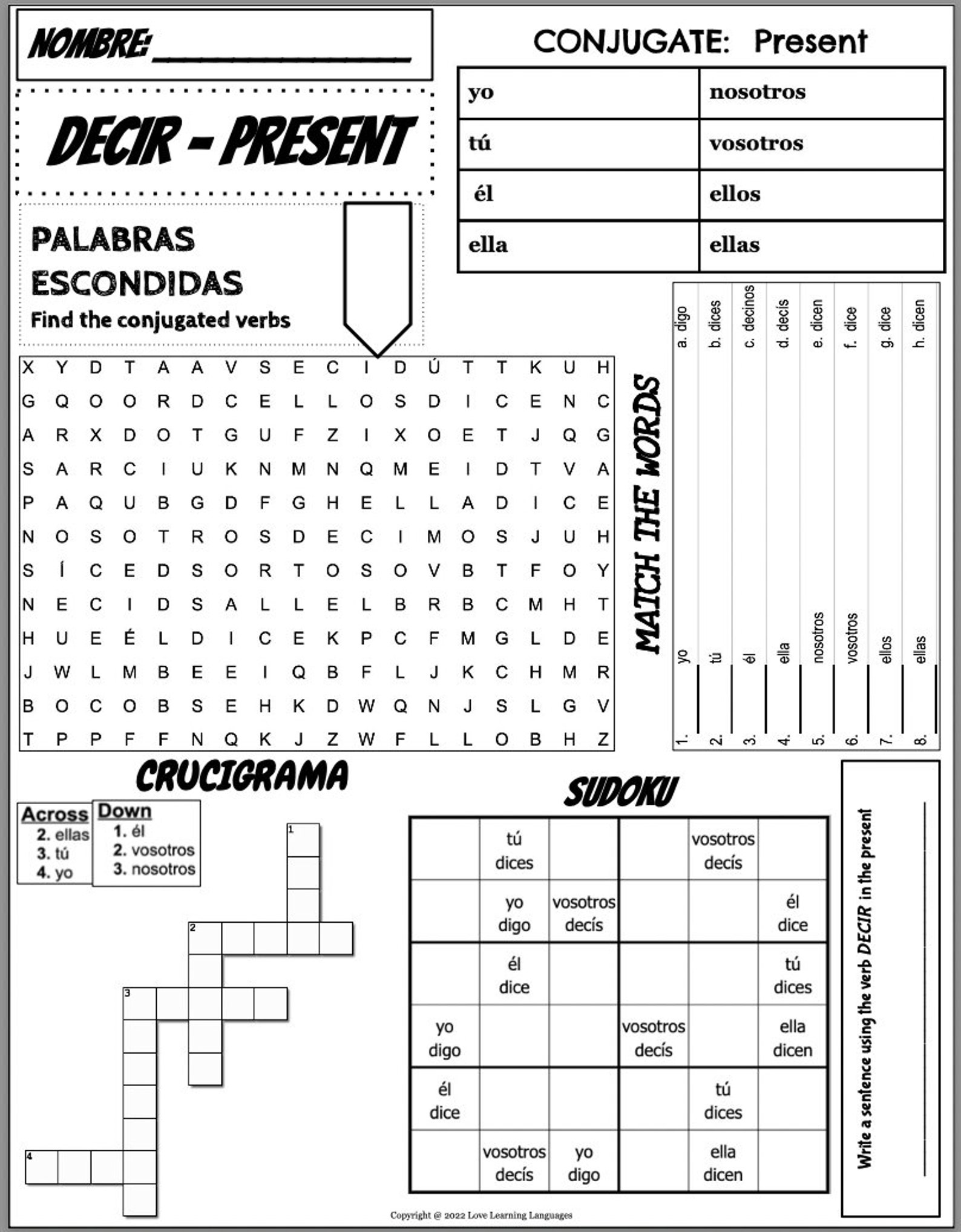 spanish-verb-decir-worksheet-present-tense-6-activities-etsy