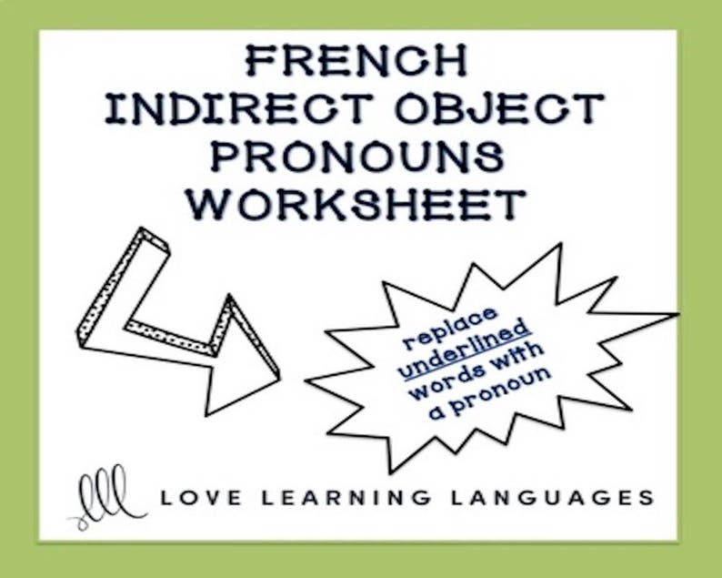 French Indirect Object Pronouns Worksheet Compl ment Etsy