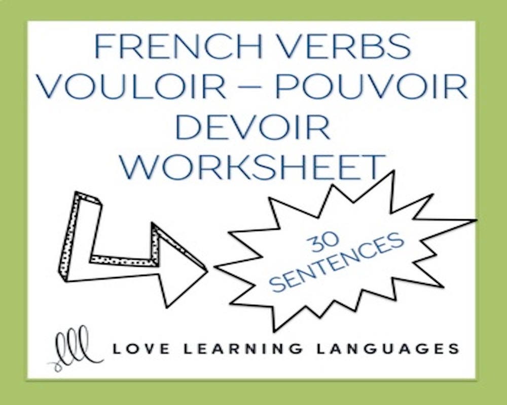 vouloir pouvoir devoir french grammar worksheet etsy australia