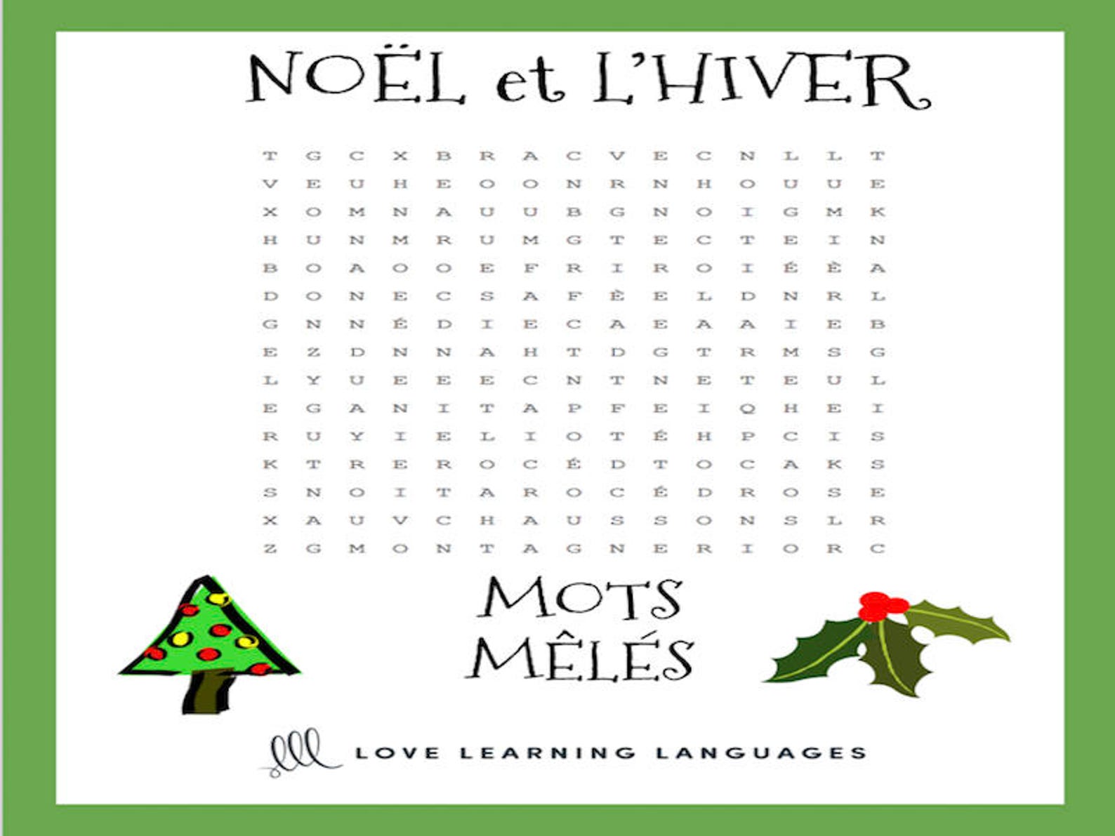 French Noël Mots Mêlés French Christmas Word Search Etsy