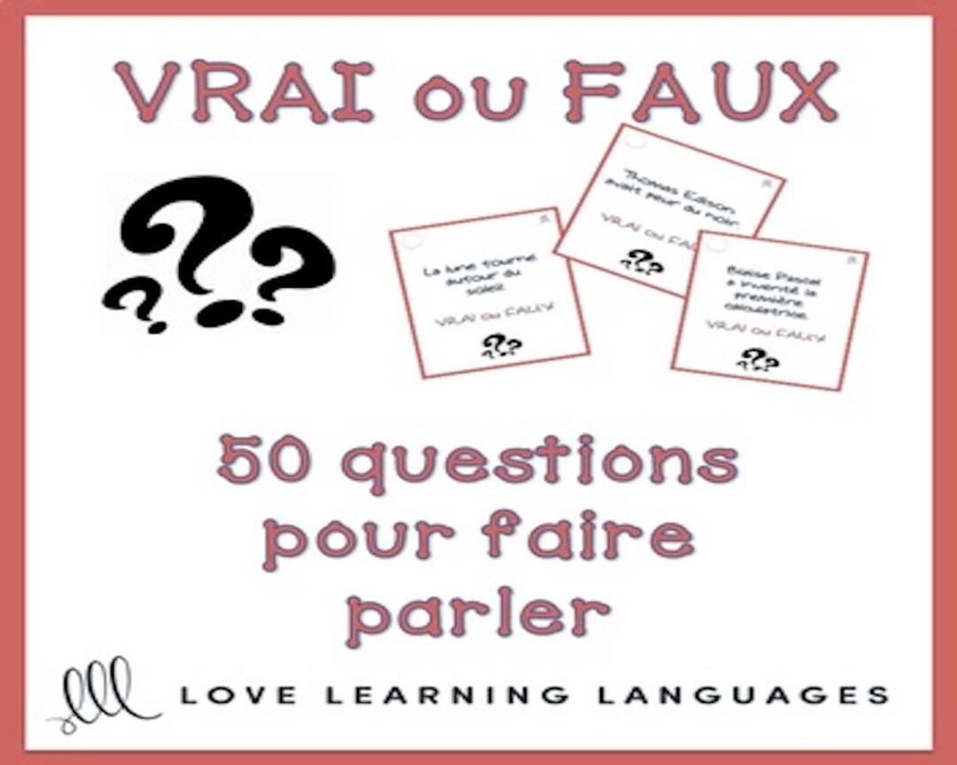 50 Vrai Ou Faux French Question Cards for Speaking Homeschool - Etsy