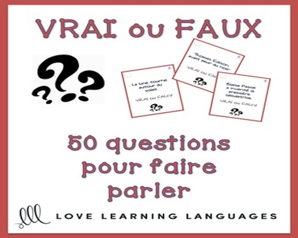 50 Vrai Ou Faux French Question Cards for Speaking Homeschool Etsy