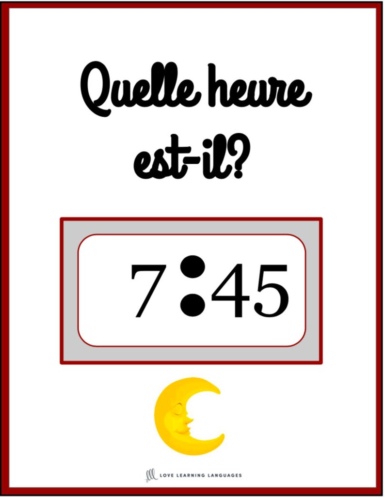 Telling Time in French Board Game Homeschool Etsy