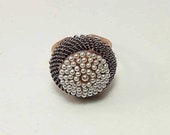 Romantic ring beads adjustable ring white gold 14 KT victorian style ring deco ring Art Dèco ring wedding 1920s Tudor