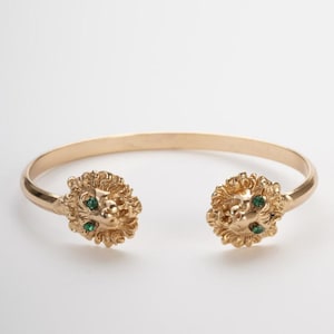 Lion bracelet, gold rigid bracelet, bracelet with colored crystals, ethnic bracelet, adjustable bracelet, elegant Italian bracelet