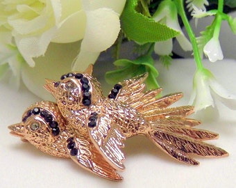 Birds brooch, swallow brooch, vintage brooch, clothes pins, crystal brooches, jacket brooch, scarf brooch, elegant brooches, antique