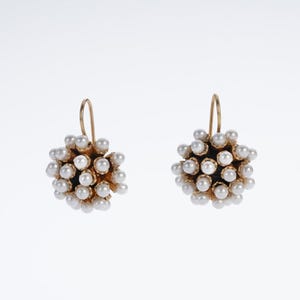 Orecchini Pendenti Eleganti Perle Imitazione | Stile Antico Vittoriano Art Nouveau | Gioiello Sposa Cerimonia | Dorato Oro 14K Made in Italy