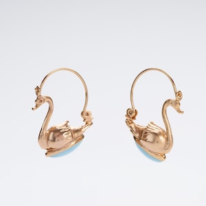 Orecchini donna pendenti, orecchini turchese oro, orecchini uccellini, orecchini uccelli, orecchini artigianali Italia, orecchini Art Deco