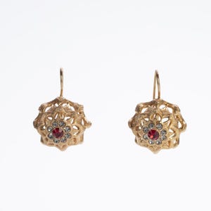 Red gold earrings, elegant earrings, vintage gold earrings, Italian earrings, Victorian style earrings, handcrafted gold earrings