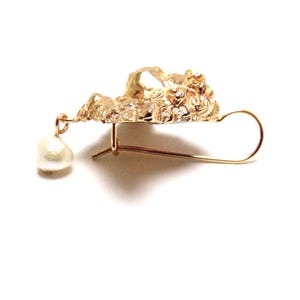 14K Gold-Plated Cherub Angel Earrings with Pearls, Baroque Rococo Cherub, Handcrafted Jewelry from Florence, Women's Protection Gift, Made in Italy image 4