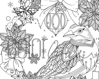 Christmas bird print | Etsy