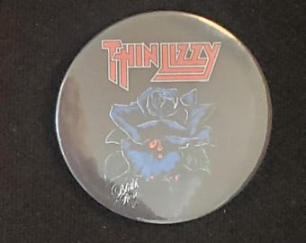Thin Lizzy black rose large round button pin badge