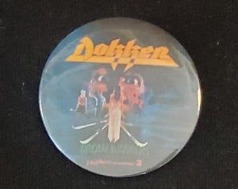Dokken large round badge pin button