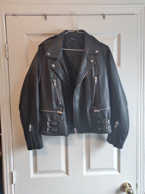 British-style leather motorcycle jacket