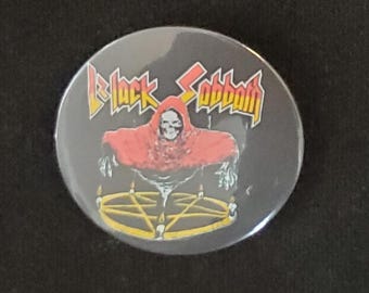 Black Sabbath large round pin badge button