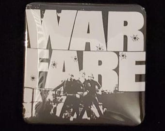 Warfare square badge pin button