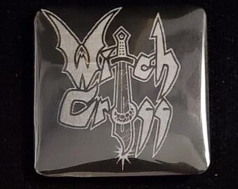 Witch Cross square pin badge button