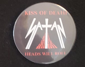 Satan band  large round button pin badge