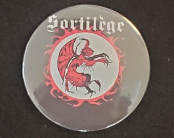 Sortilege large round button pin badge