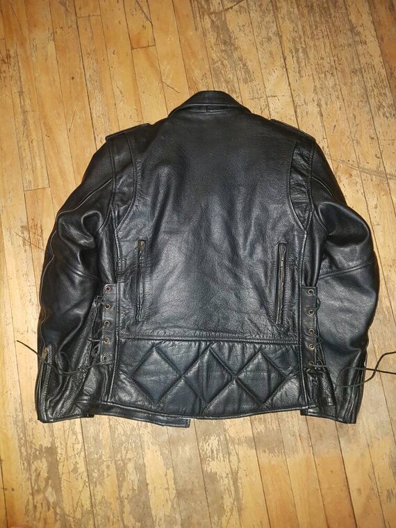 Padded leather motorcycle jacket