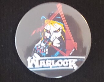 Warlock large round pin button badge