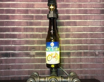 Man Cave Vintage Steampunk Fat Tire Beer Bottle Lamp