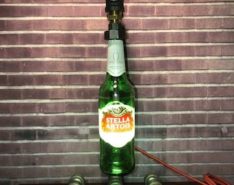 Man Cave Vintage Steampunk Stella Artois Beer Bottle Lamp