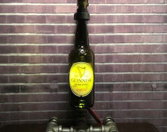Man Cave Vintage Steampunk Guiness Beer Bottle Lamp