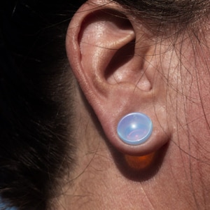Opalith Stein Plugs, Flesh Tunnel Stone, Ear Plug konkav bis 18 mm