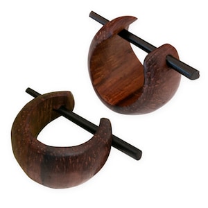 Wooden Hoop Earrings for Women Classic Wood Earrings small brown