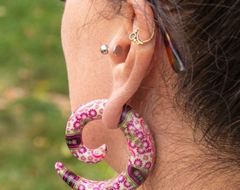 Acrylic Stretching Spirals with Paisley Pattern, Ear Gauges 4–12 mm, Acrylic Taper Spiral