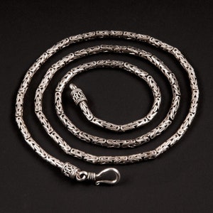 3.2 mm Byzantine Chain Curb Chain Choker or Bracelet Men real 925 Sterling Silver Chain