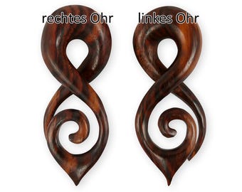 Wooden Earrings Twist Expander, Brown Wooden Ear Gauges,  Ear Stretcher, Ear Weigths light