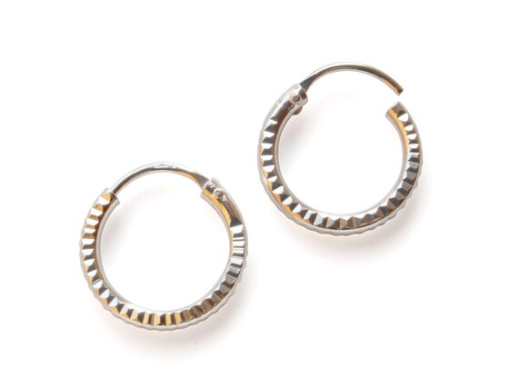 Orecchini a cerchio con taglio a diamante in argento sterling 925 - Orecchini in argento con taglio a diamante - Set di orecchini a cerchio in argento - Italia