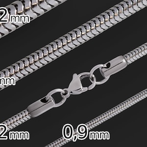 Corrente de aço inoxidável estilo cobra, prateada – colar de 1 a 3 mm para pingentes – feminino, masculino, unissex