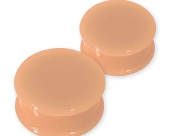 Soft Silicone Double Flare Plugs Peach Tone Hider Ear Plug Skin Colored