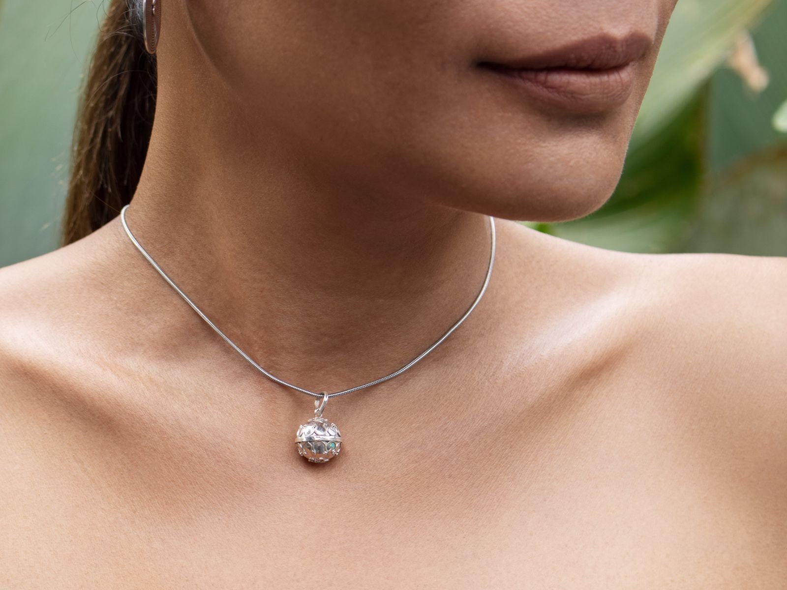 Ciondolo Palla Sonora Argento 925 Fly Style - Portafortuna Angelo Amuleto Spirituale Con Cotone