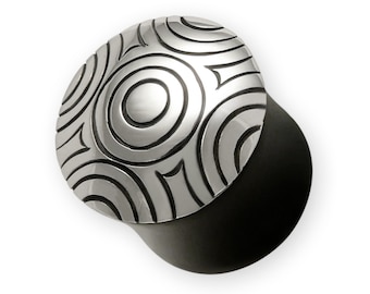Pendientes de cuerno con adorno de plata 925, túnel para piercing.