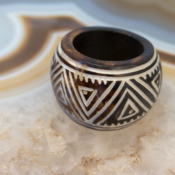 Bone Carved Statement Ring Handcrafted Real Bone Ring Natural Bone Jewelry