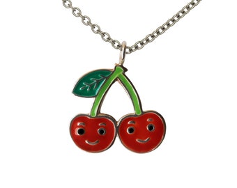 Cherry Necklace 925 Sterling Silver Fruit Jewelry for Kids