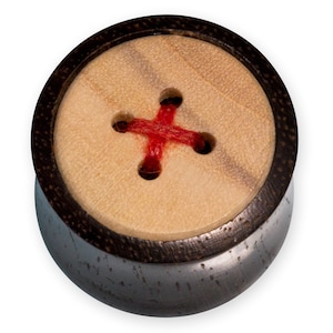 Houten oordopknop voor flesh tunnels tot 30 mm, bruin design, plugmotief