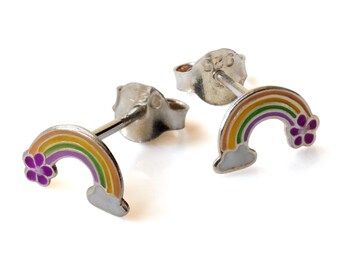 925 Sterling Silver Stud Earrings for Children - Rainbow Motive Children's Jewelry