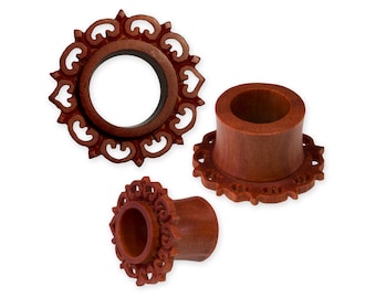 Handmade Floral Mandala Ear Gauges | Unique Wooden Ear Stretcher I Boho Wooden Ear Plugs