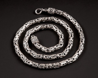 ビザンチンチェーン、メンズ レディース 925 スターリングシルバー