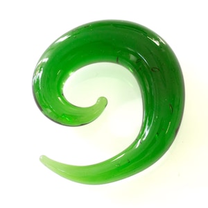 Expansor de vidrio en espiral, dilatador de oídos verde, de 4 a 12 mm